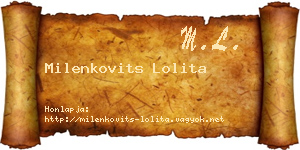 Milenkovits Lolita névjegykártya